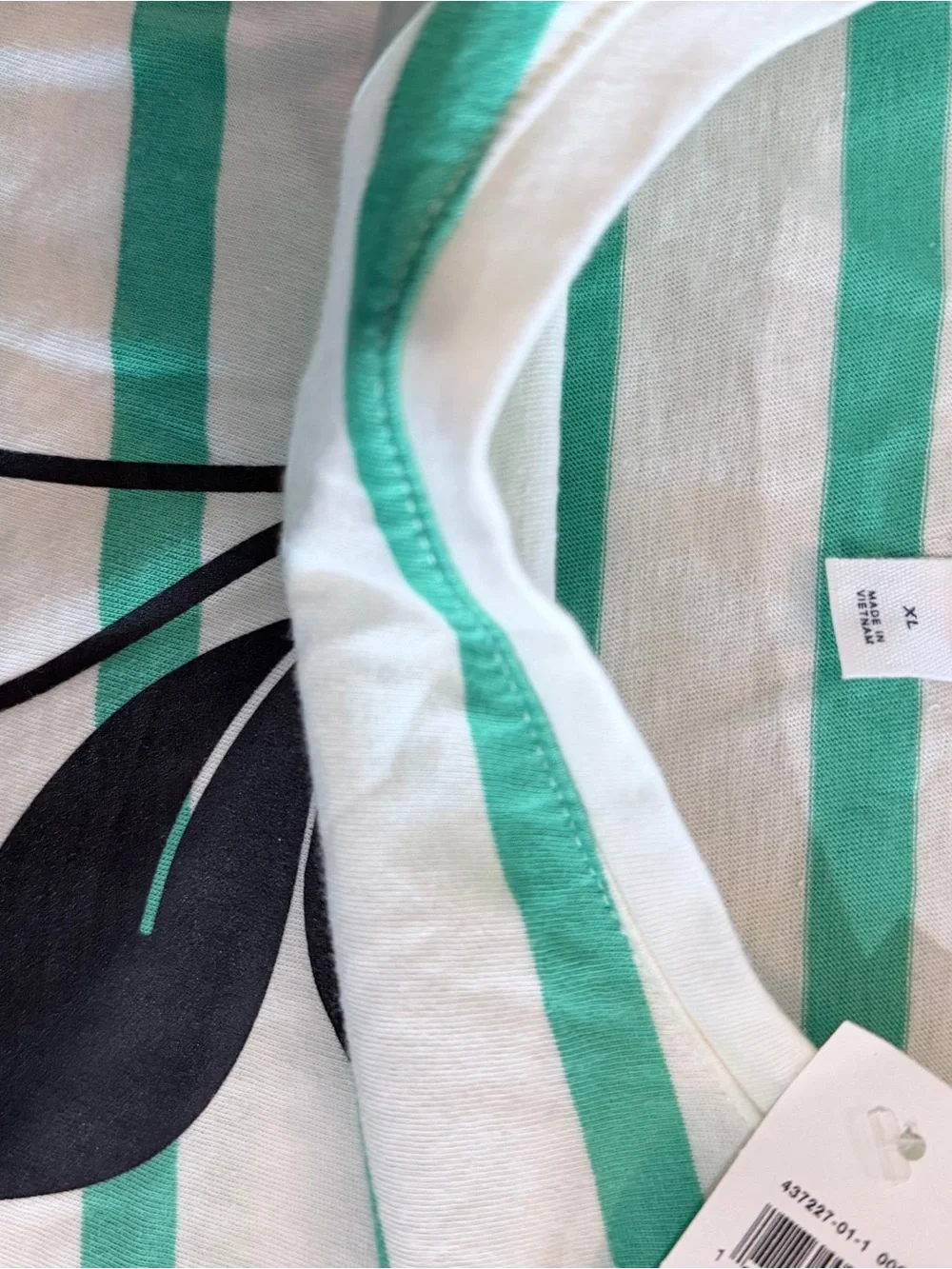 GAP Green Striped Cherry Sequin Long-Sleeve Top